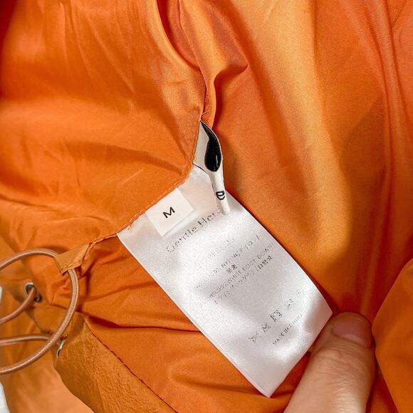 Gentle Herd Spice Orange Down Filled Short Quilted Retro Puffer Jacket Coat NWT - Picture 12 of 12